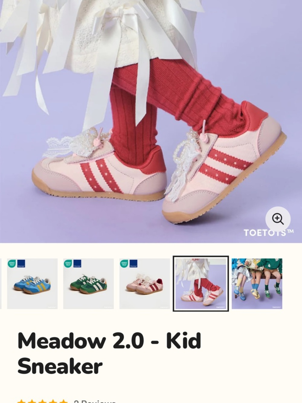 New Meadow 2.0 Kids Pink & Red Sneakers
Size 5.5t Wide (runs small) 
Velcro